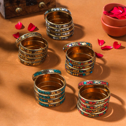 Brass Stone Bangles Set