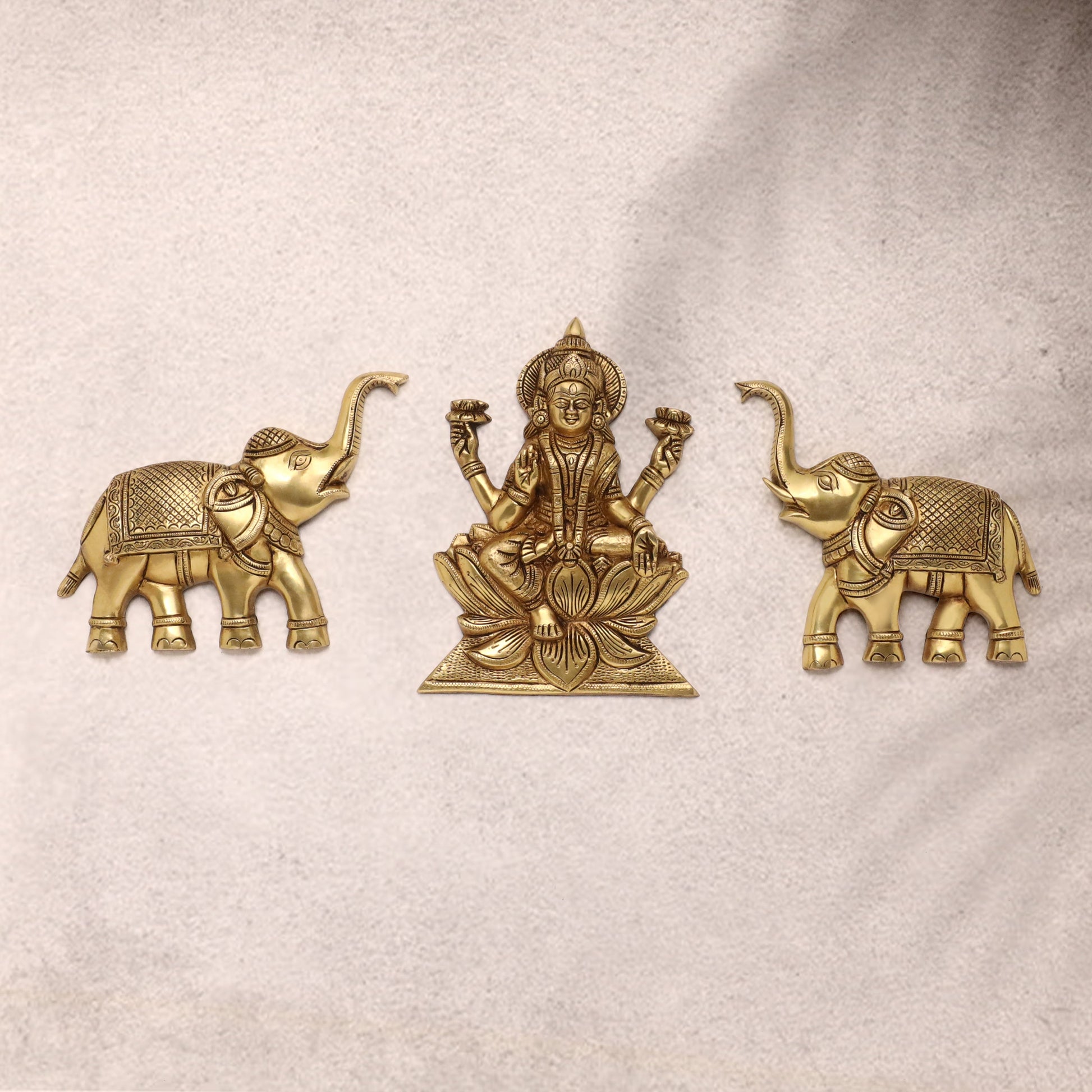 New Gaja Lakshmi With Elephants Wall Hanging Set (10 Inch)