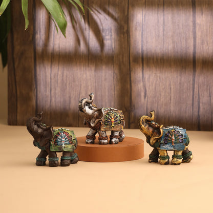Polyresin Elephant Statue (Set Of 3)