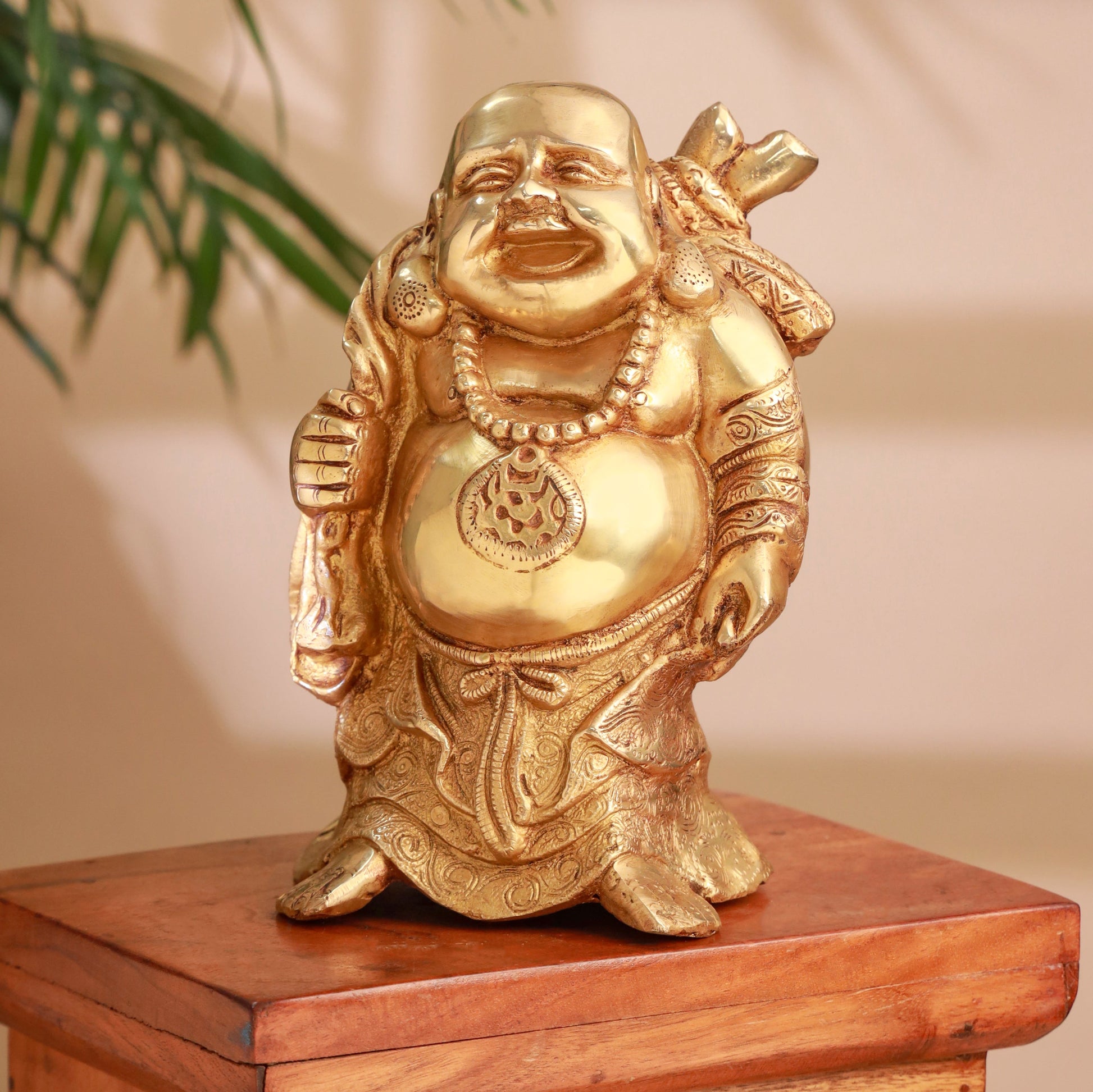Brass Laughing Buddha Statue (9.5 Inch)