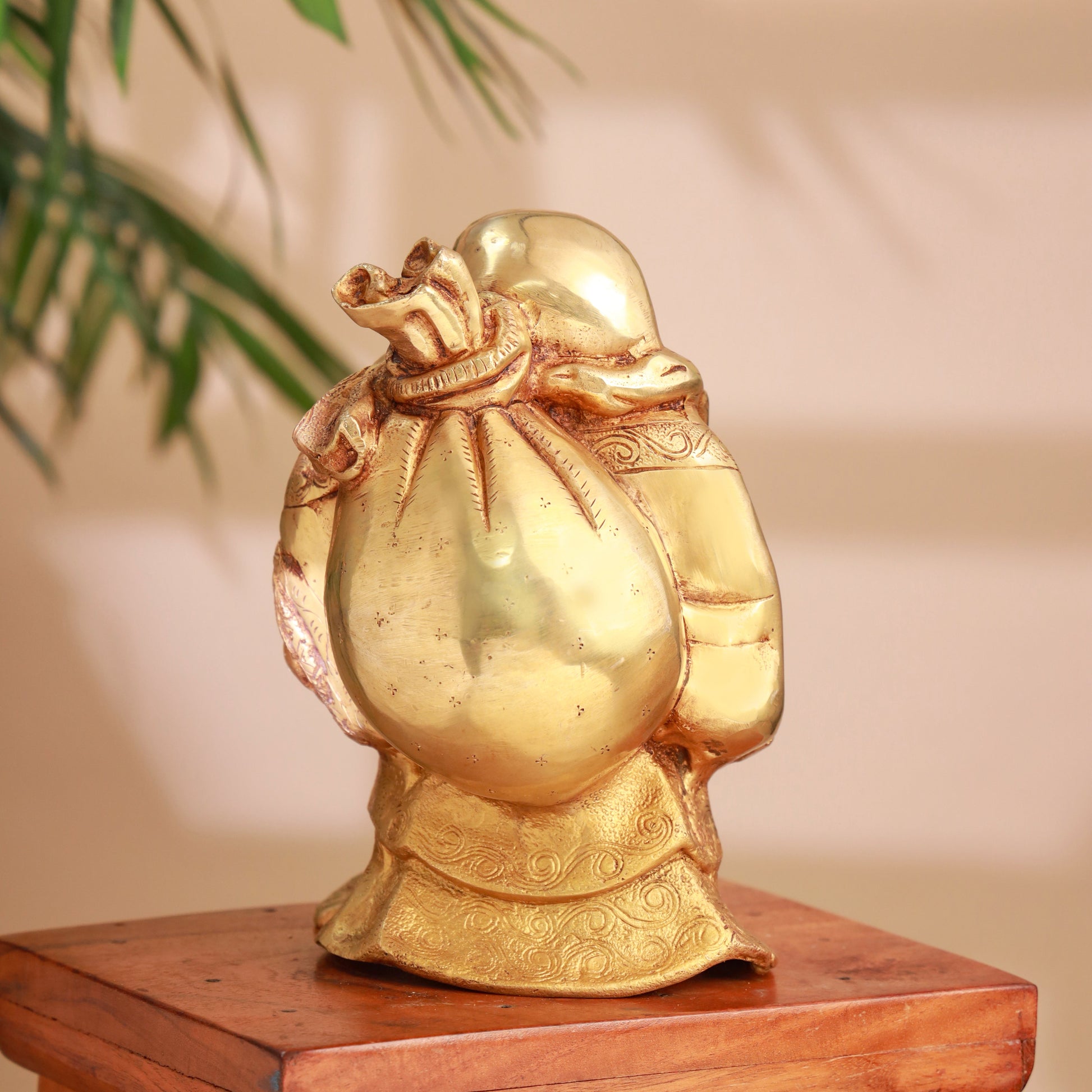 Brass Laughing Buddha Statue (9.5 Inch)