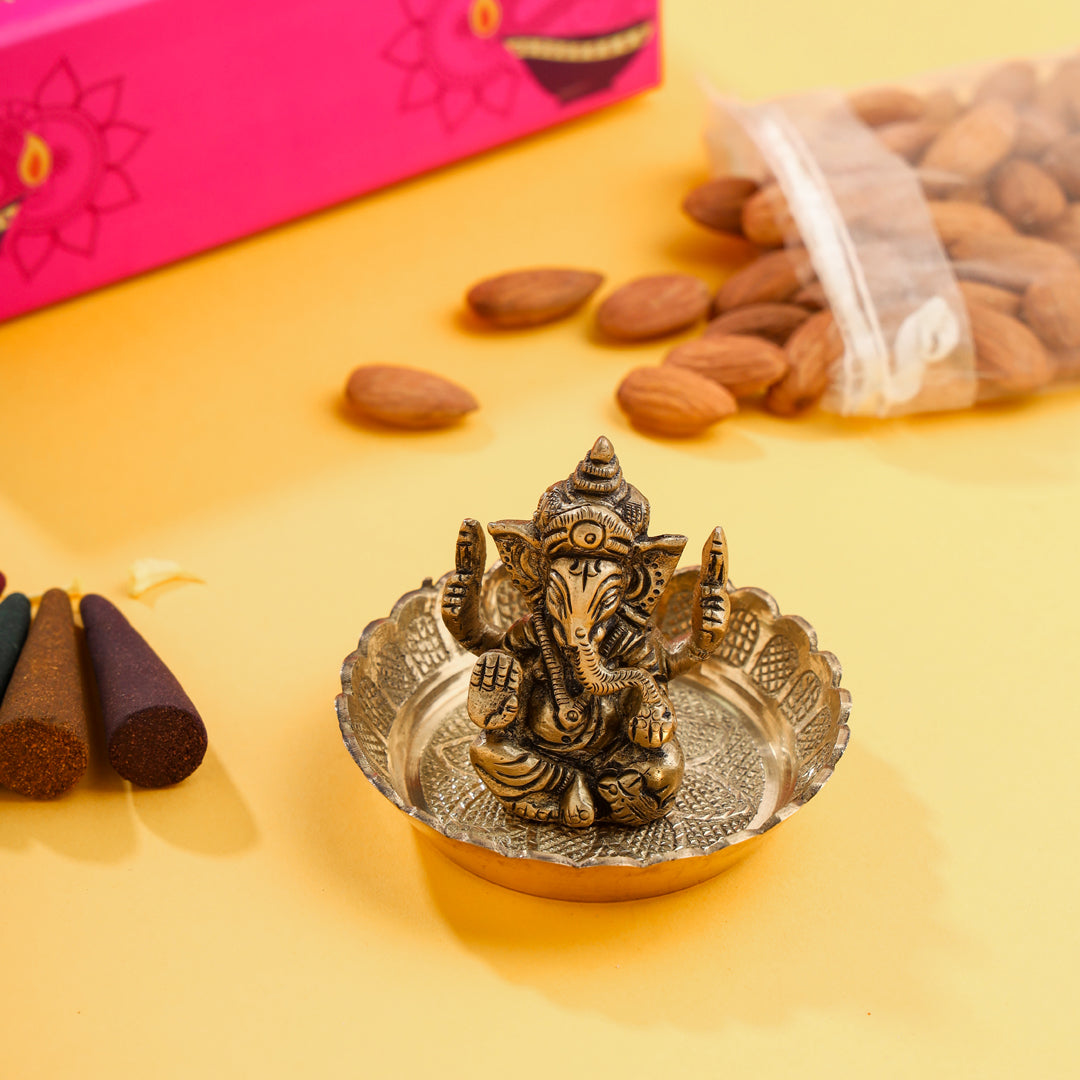 Brass Ganesha & Plate Festive Gift Hamper