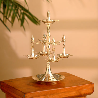 Brass Decorative Multi Wick Lamp (10.5 Inch)