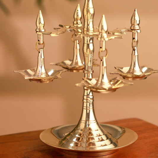 Brass Decorative Multi Wick Lamp (10.5 Inch)