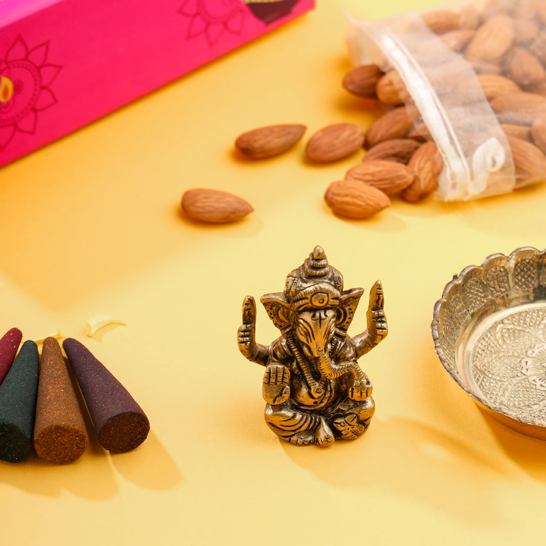 Brass Ganesha & Plate Festive Gift Hamper