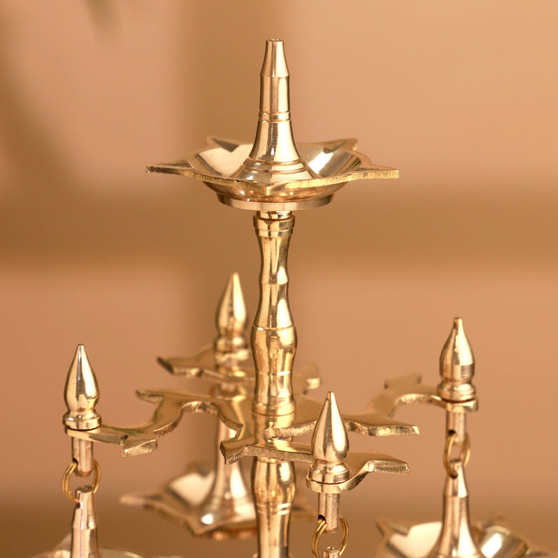 Brass Decorative Multi Wick Lamp (10.5 Inch)