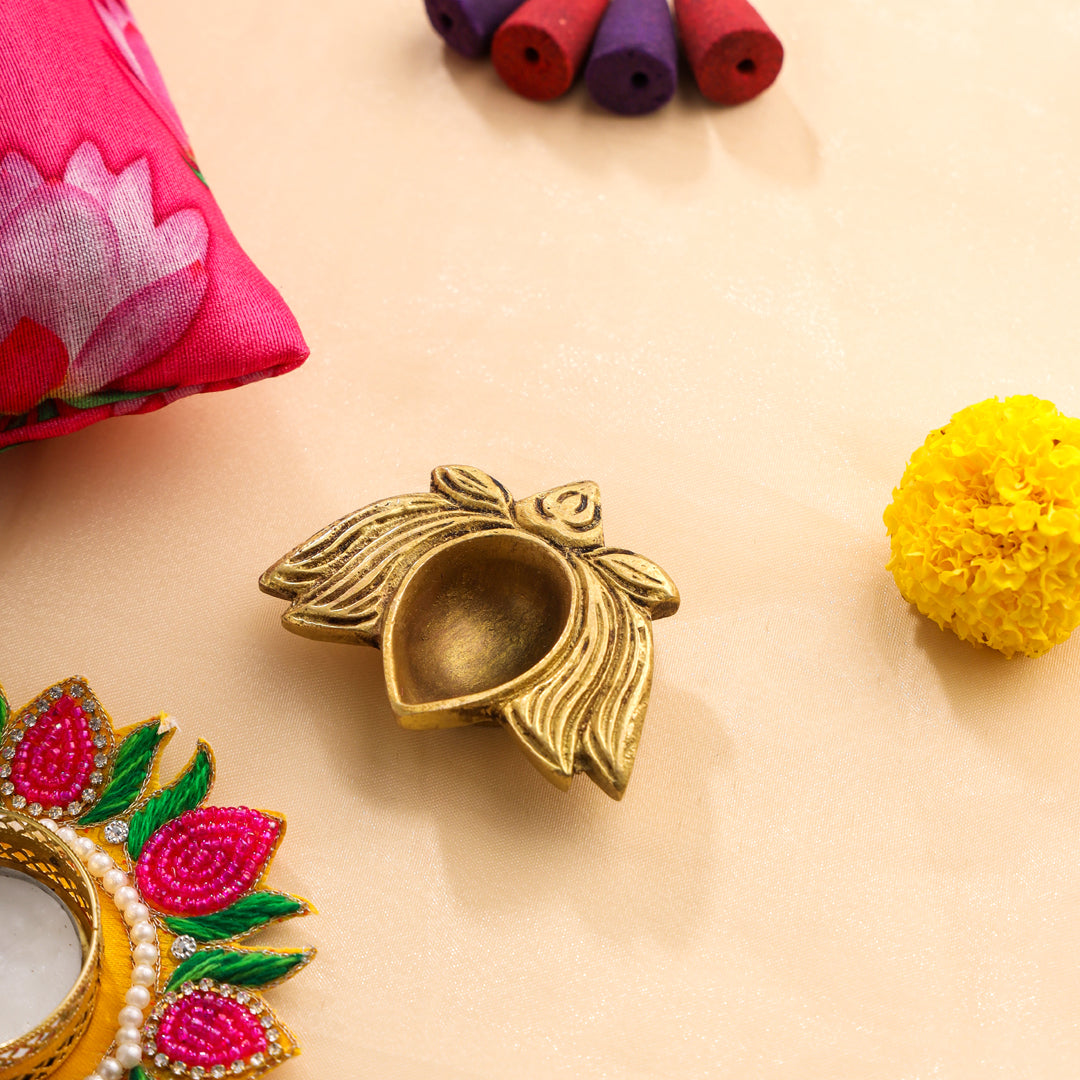 Brass Lotus Diya Festive Potli/Hamper