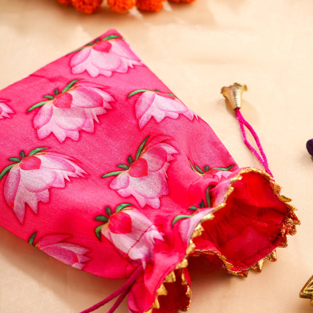 Brass Lotus Diya Festive Potli/Hamper