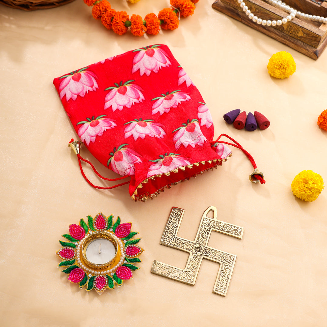 Brass Swastik Festive Potli/Hamper