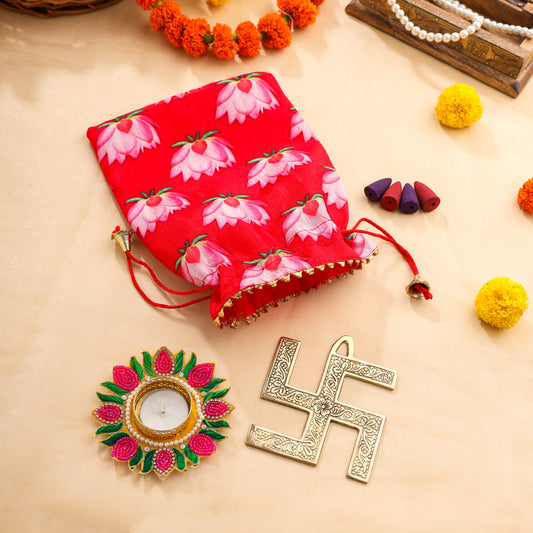 Brass Swastik Festive Potli/Hamper