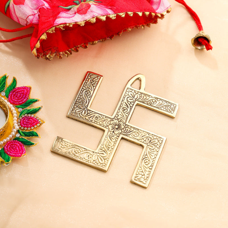 Brass Swastik Festive Potli/Hamper