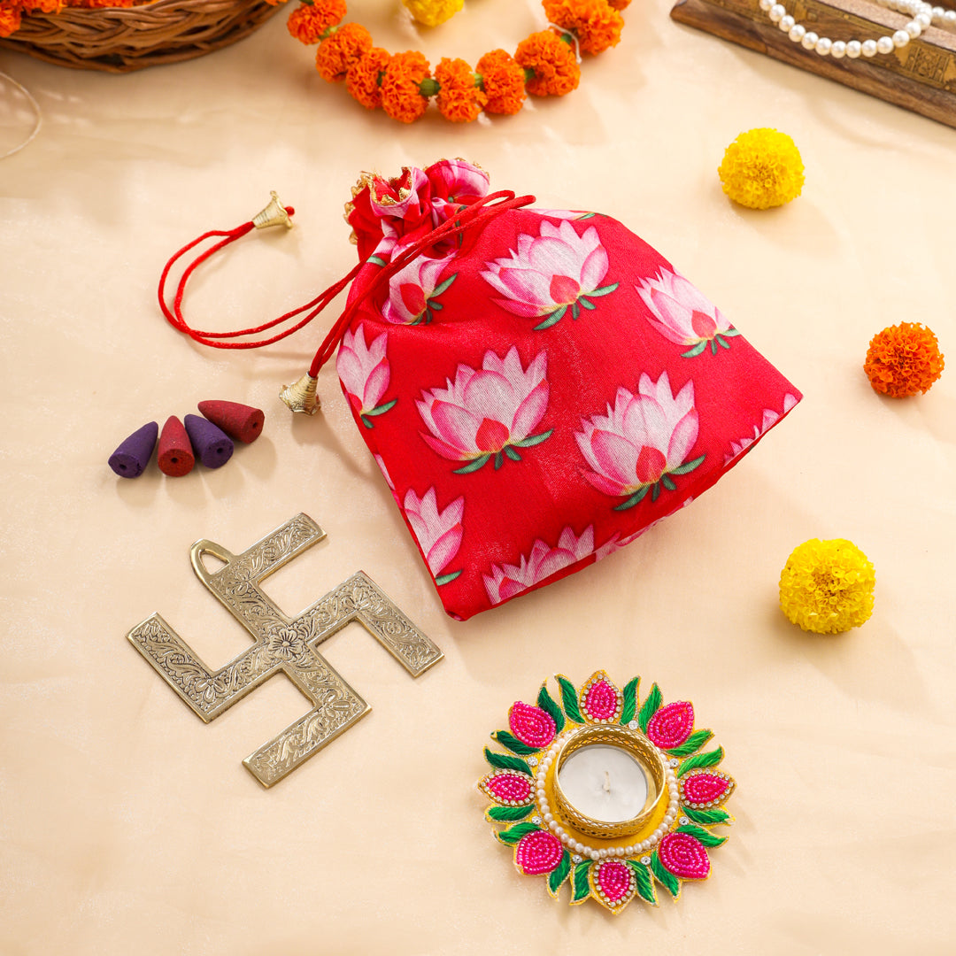 Brass Swastik Festive Potli/Hamper