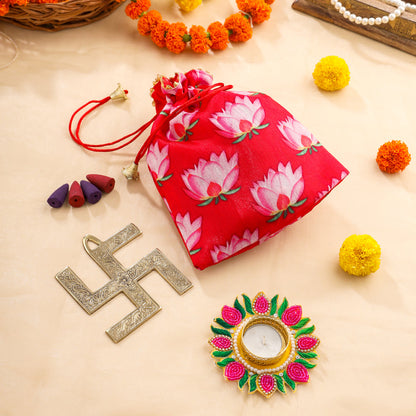 Brass Swastik Festive Potli/Hamper