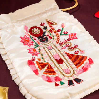 Brass Tortoise Diya Shrinathji Festive Potli/Hamper