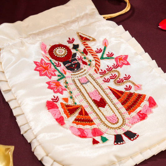 Brass Tortoise Diya Shrinathji Festive Potli/Hamper