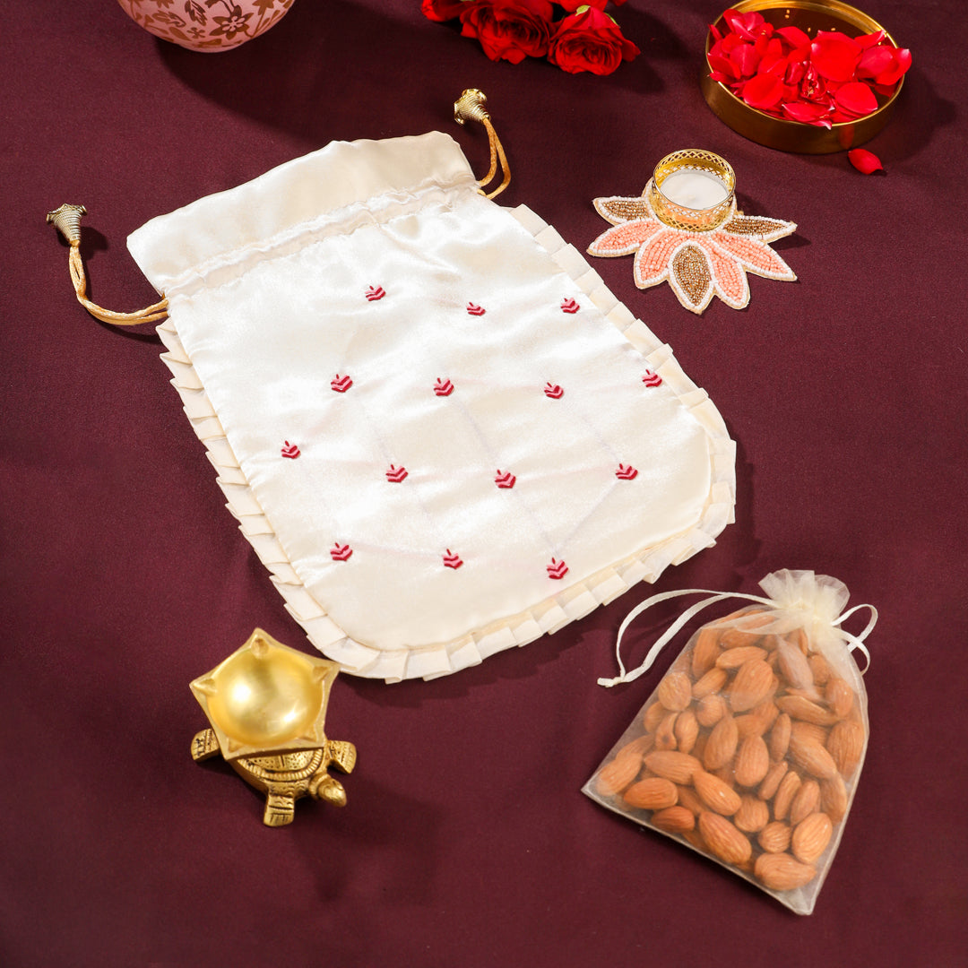 Brass Tortoise Diya Shrinathji Festive Potli/Hamper