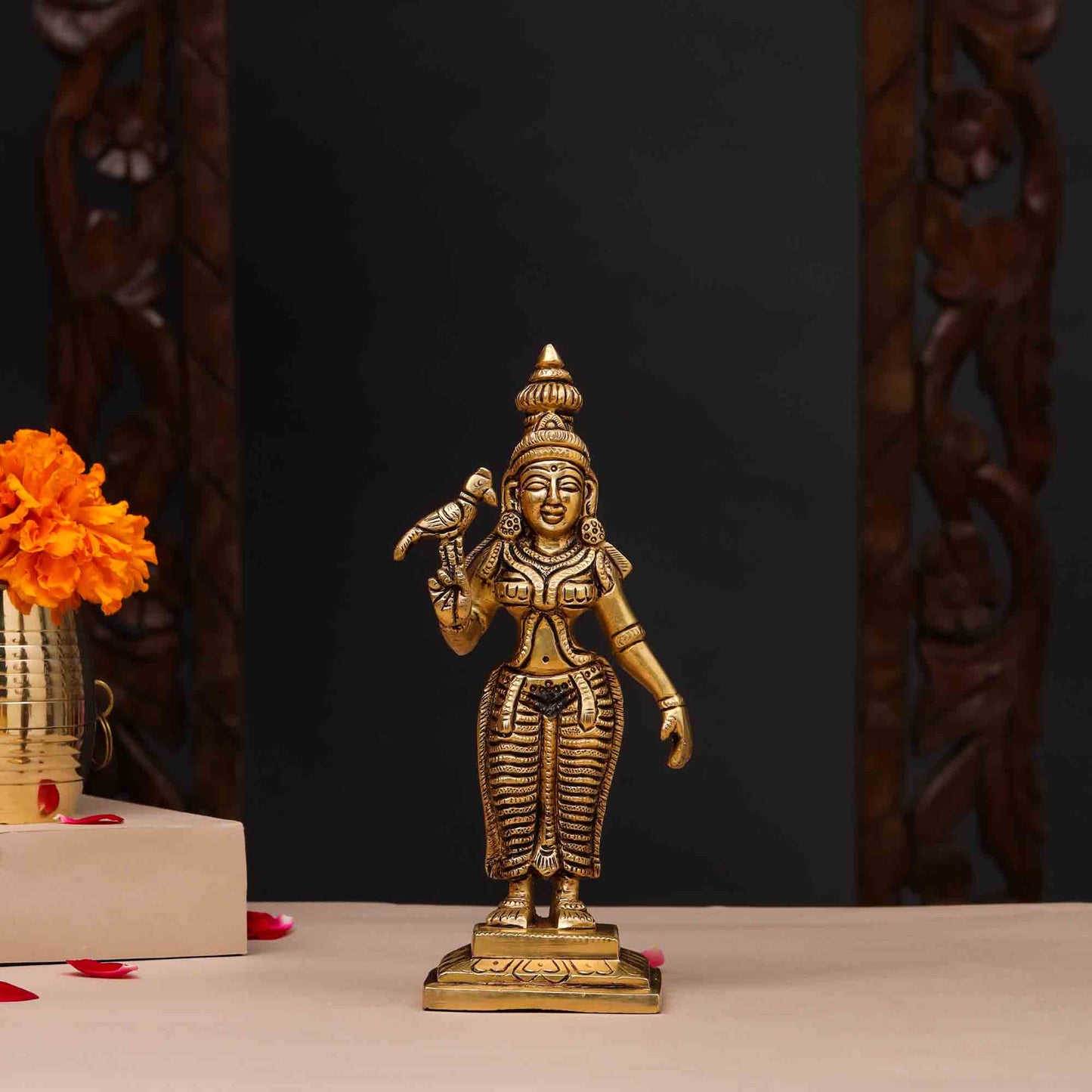 Brass Madurai Meenakshi Devi Idol (7.5 Inch)