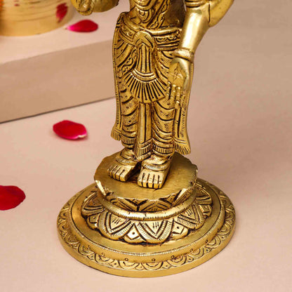 Brass Standing Goddess Lakshmi Idol (9 Inch)