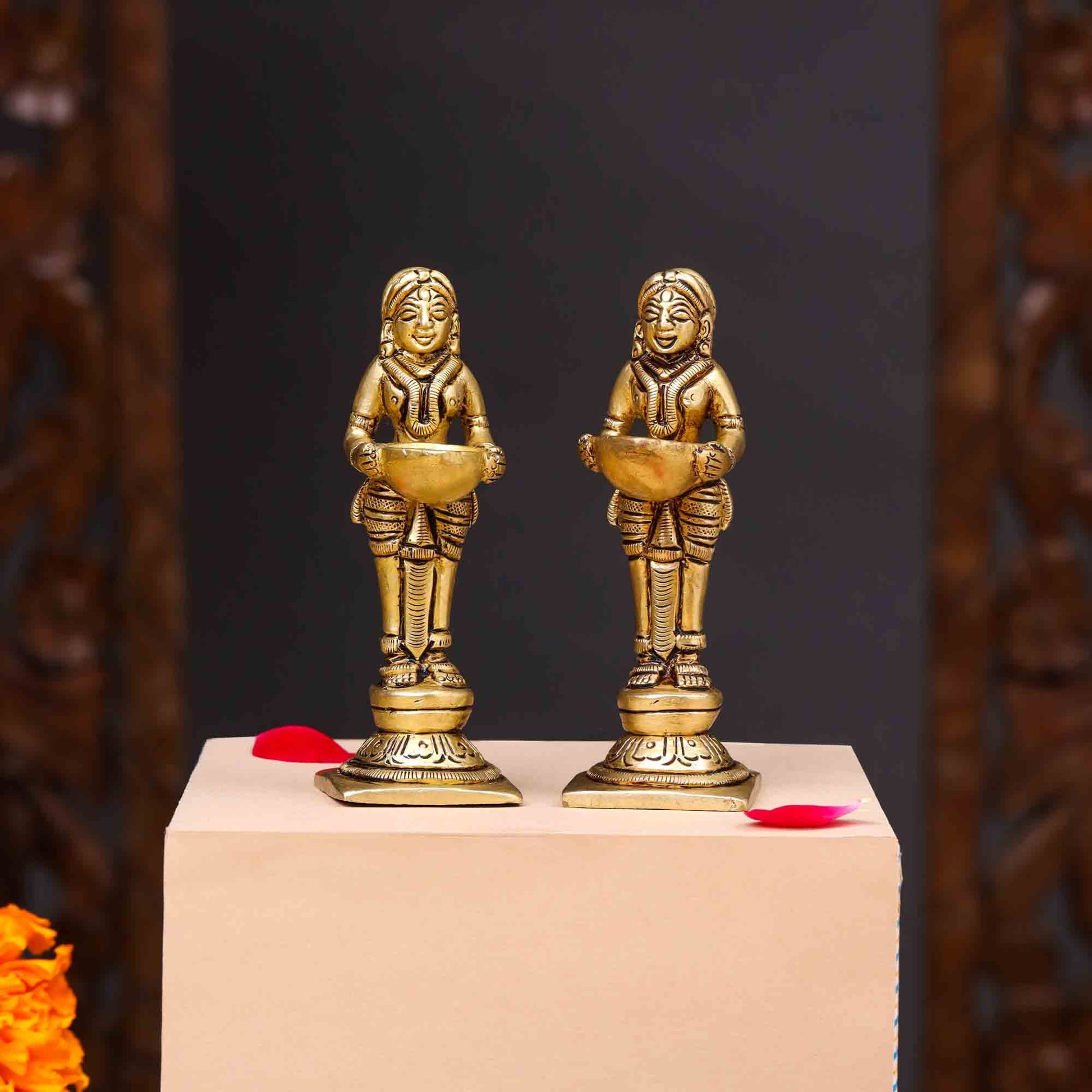 Brass Deep Lakshmi Pair (4.5 Inch)