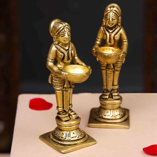 Brass Deep Lakshmi Pair (4.5 Inch)