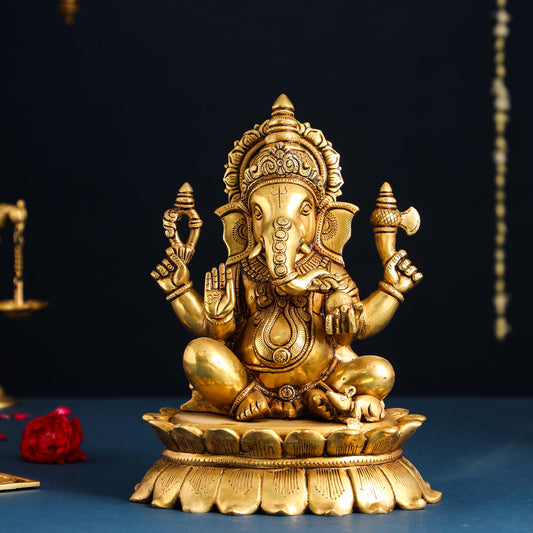 Brass Superfine Lord Ganesha Idol (11 Inch)