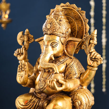Brass Superfine Lord Ganesha Idol (17.5 Inch)