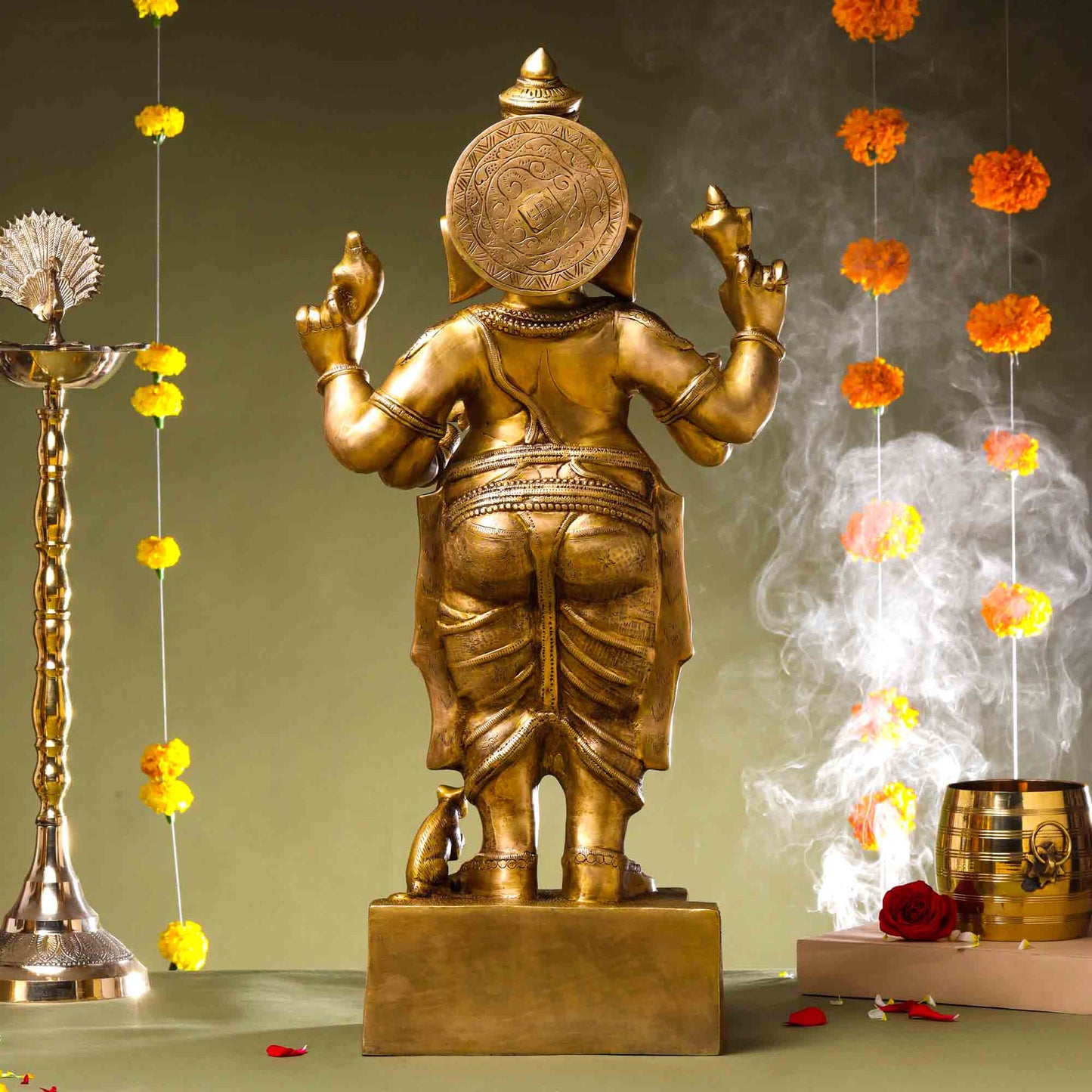 Brass Superfine Standing Ganesha Statue (27 Inch)