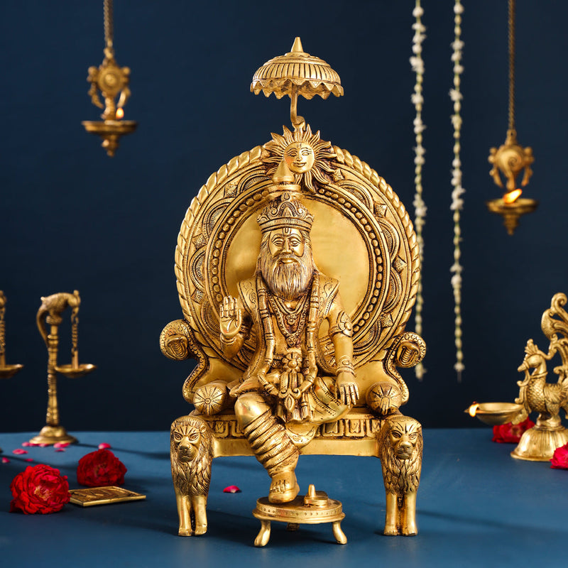 Brass Maharaja Agrasen On Throne (18.5 Inch)