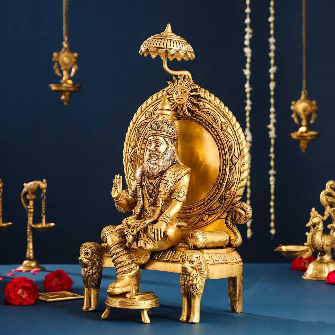 Brass Maharaja Agrasen On Throne (18.5 Inch)