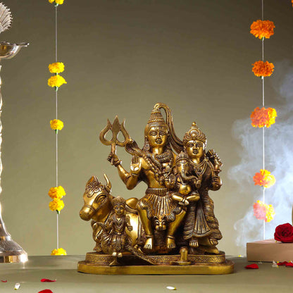 Brass Shiva Family Statue (14 Inch)