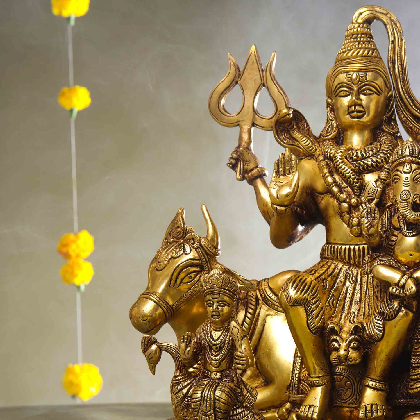 Brass Shiva Family Statue (14 Inch)