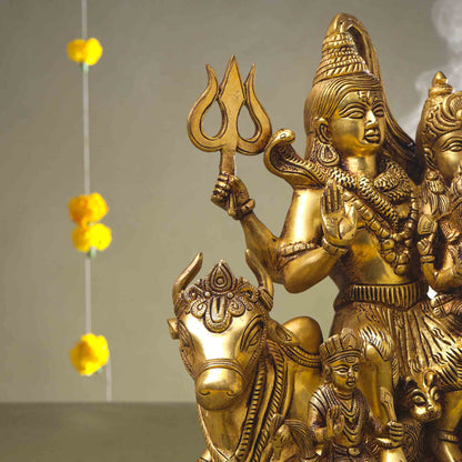 Brass Shiva Family Statue (14 Inch)