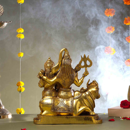 Brass Shiva Family Statue (14 Inch)