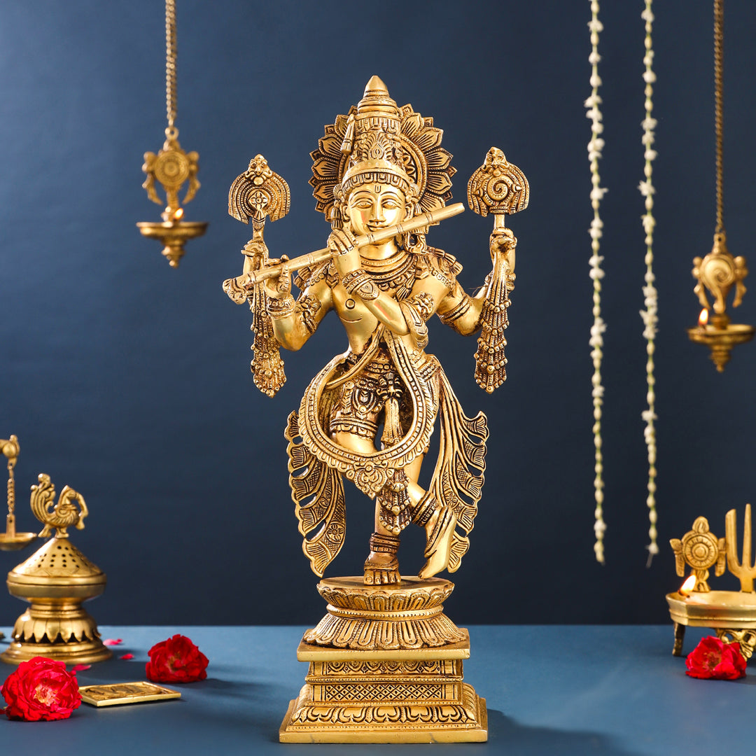 Brass Krishna Statue (19.5 Inch)