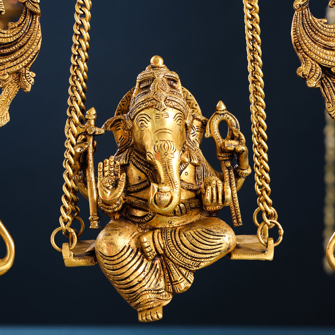 Brass Superfine Ganesha On Swing/Jhula (18.5 Inch)