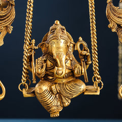 Brass Superfine Ganesha On Swing/Jhula (18.5 Inch)