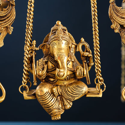 Brass Superfine Ganesha On Swing/Jhula (18.5 Inch)