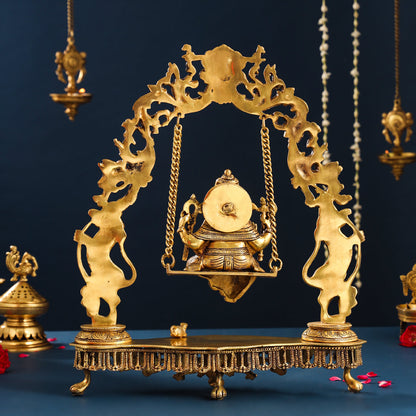 Brass Superfine Ganesha On Swing/Jhula (18.5 Inch)