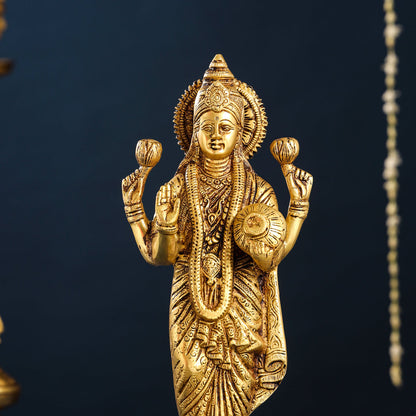 Brass Standing Goddess Lakshmi Idol (15 Inch)