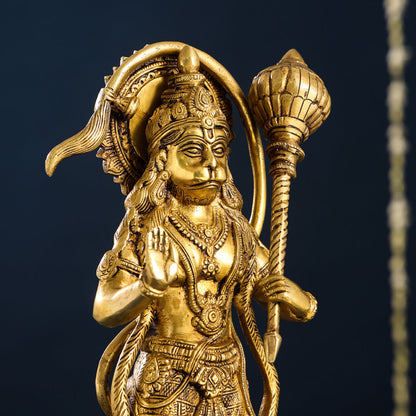 Brass Standing Hanuman Idol (15.5 Inch)