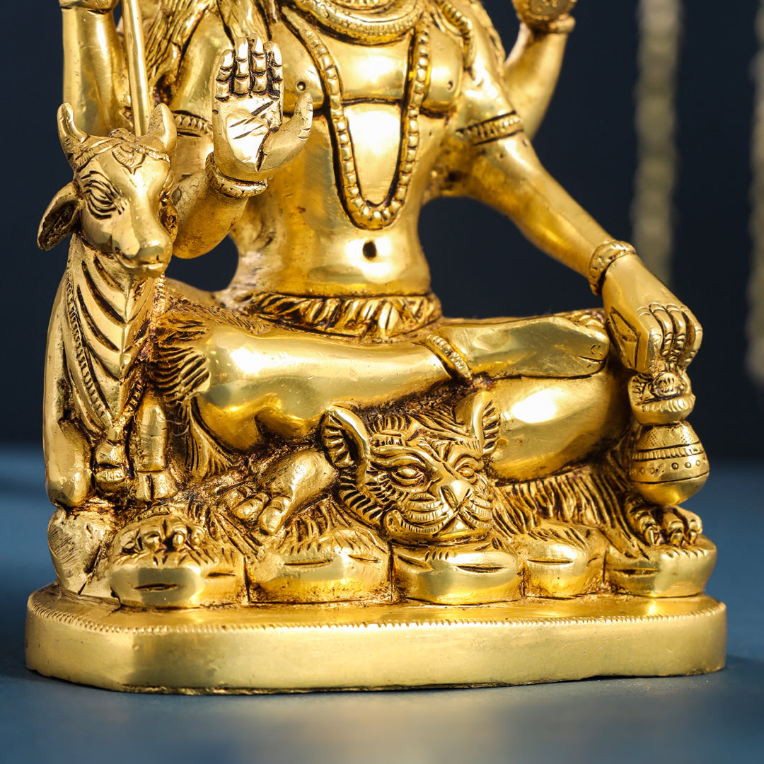 Brass Shiva With Nandi Idol (9.5 Inch)
