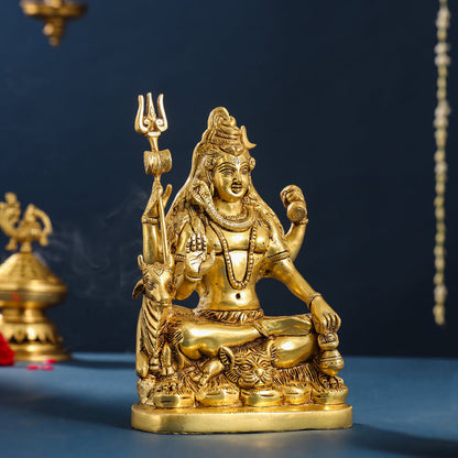 Brass Shiva With Nandi Idol (9.5 Inch)