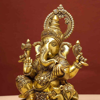 Brass Superfine Lord Ganesha Statue (14 Inch)