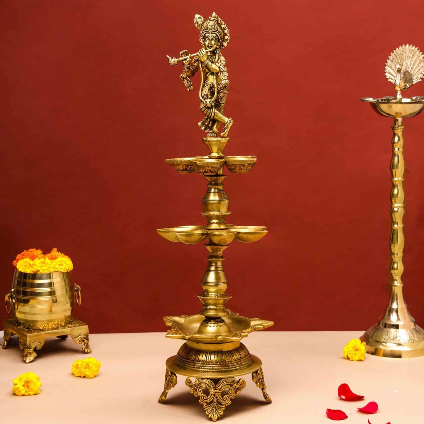 Brass Superfine Krishna Lamp (26 Inch)