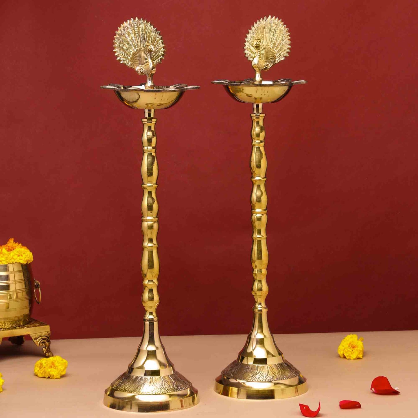 Brass Peacock Samai Pair (23 Inch)