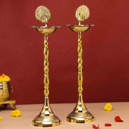 Brass Peacock Samai Pair (23 Inch)