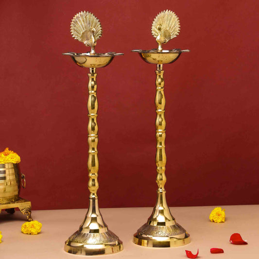 Brass Peacock Samai Pair (23 Inch)