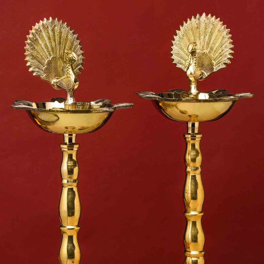 Brass Peacock Samai Pair (23 Inch)