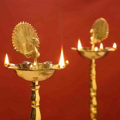 Brass Peacock Samai Pair (23 Inch)