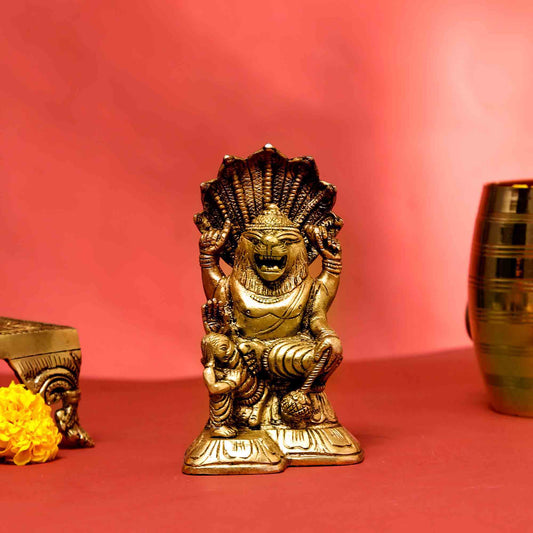 Brass God Narasimha Idol (5.5 Inch)